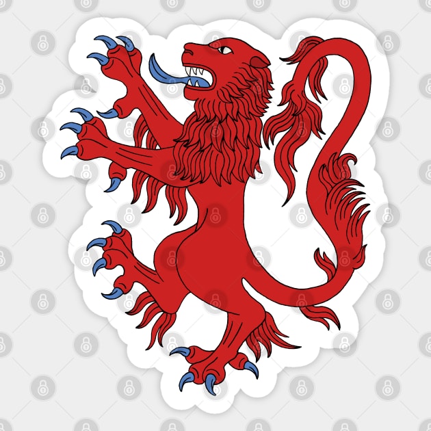 Lion Rampant Gules Sticker by AzureLionProductions